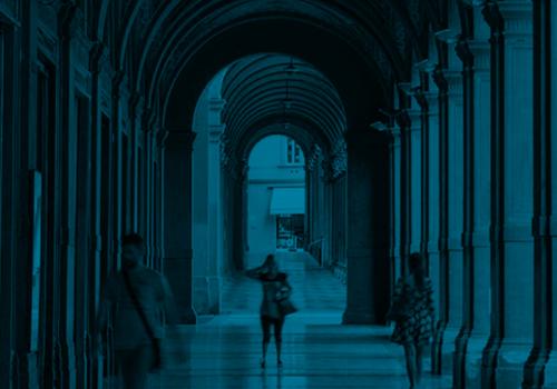 i portici con grafica in blu